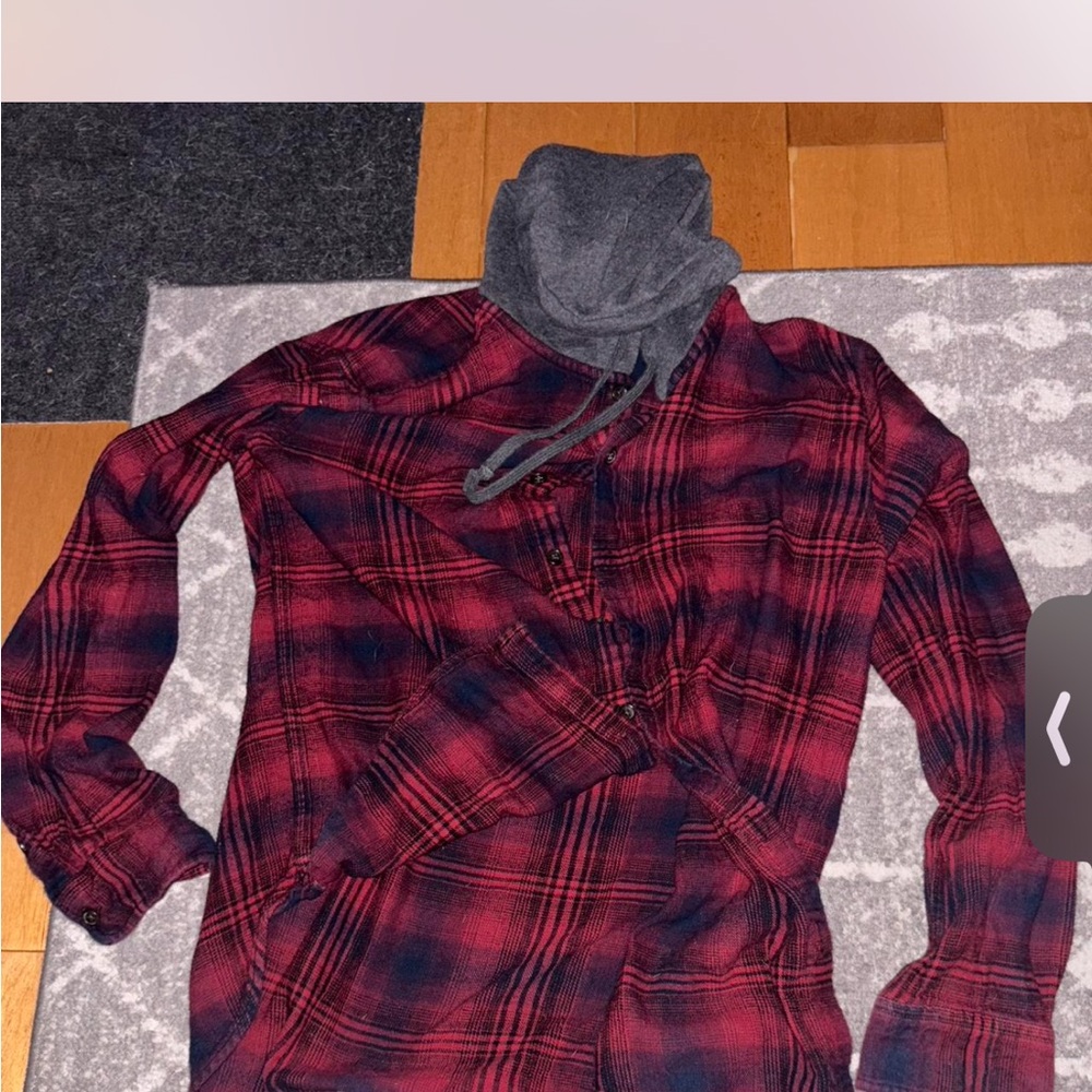 Red and Black Plaid flannel with Gray Hood men’s medium pac sun